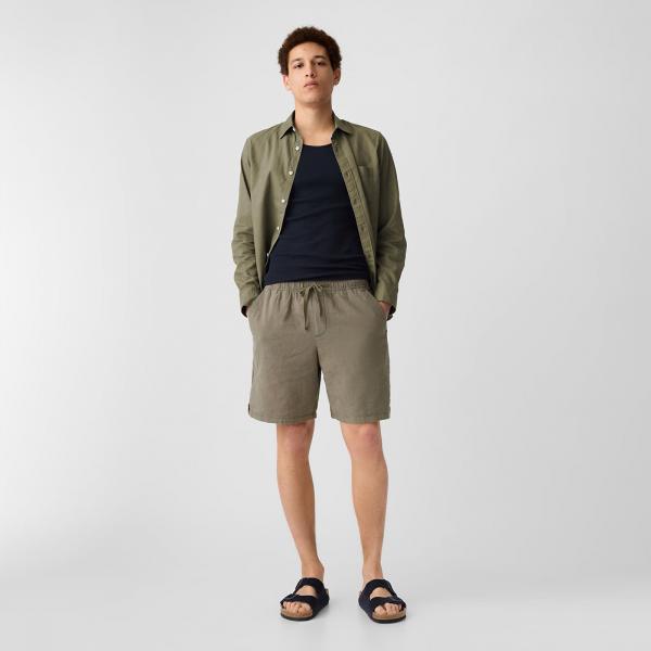Šortky GAP 8 Inch Linen Cotton Easy Shorts Olive S