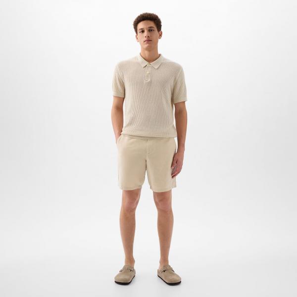 Šortky GAP Linen Fixed Waist Short Oatmeal W29