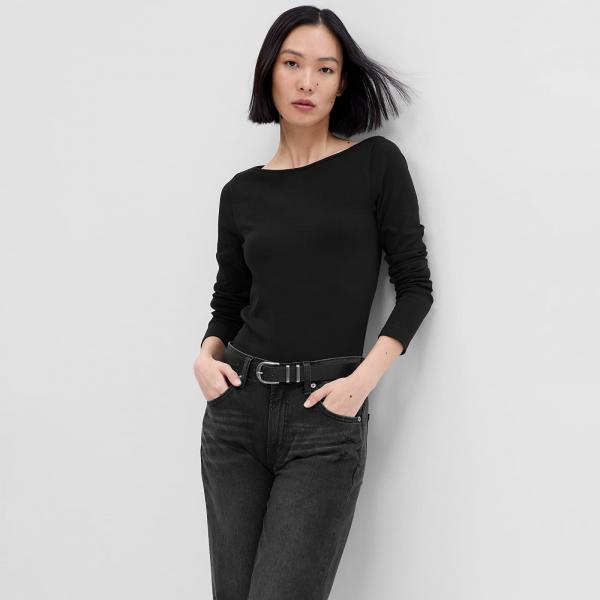 Top GAP Longsleeve Bateau Neck Modal Top Black XXS
