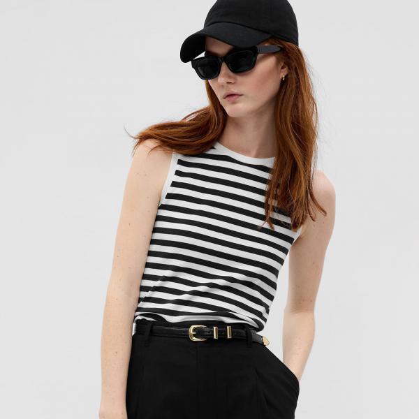 Tílko GAP Sleeveless Modal Shell Black White Stripe L