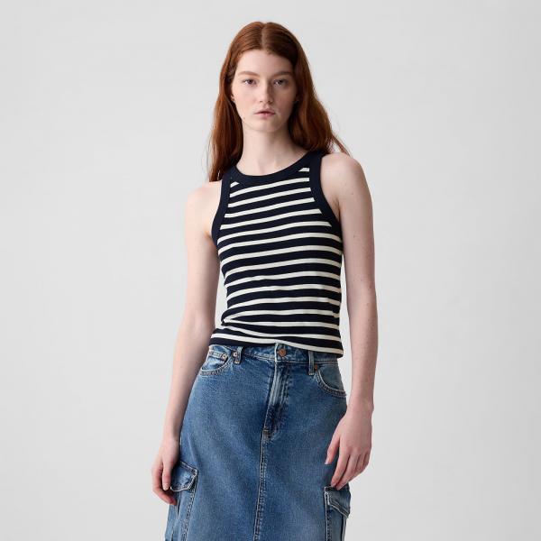 Tílko GAP Modal Rib Halter Navy White Stripe M