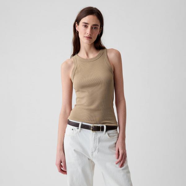 Tílko GAP Modal Rib Halter Iconic Khaki XL