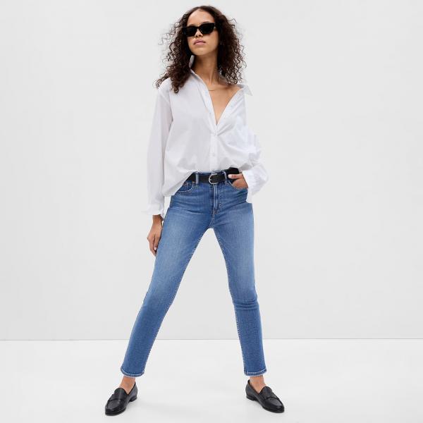 Kalhoty GAP Denim Pants Vintage Slim - High Rise Medium Indigo 8 W30