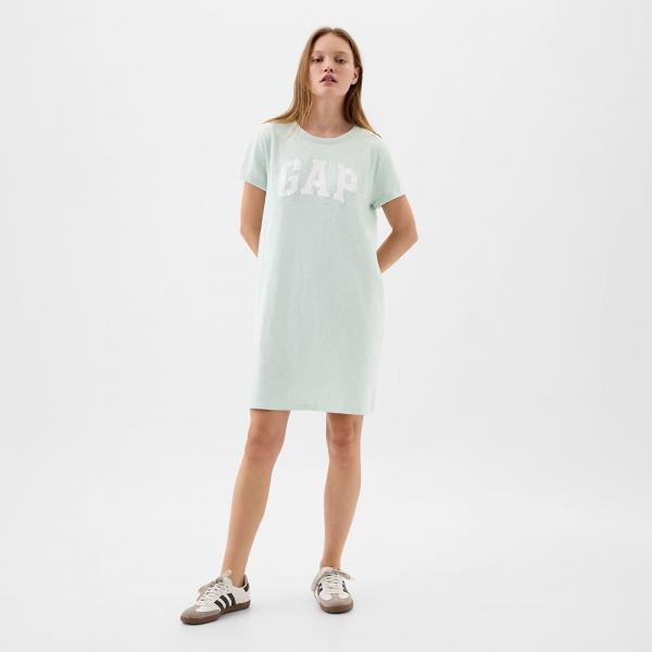 Šaty GAP Logo Dress Soft Mint Green Shine XS