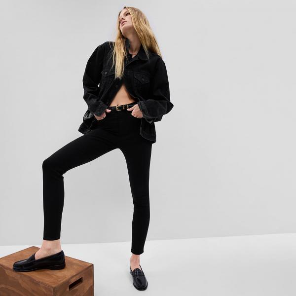 Kalhoty GAP Denim Pants Skinny - High Rise Absolute Black W26