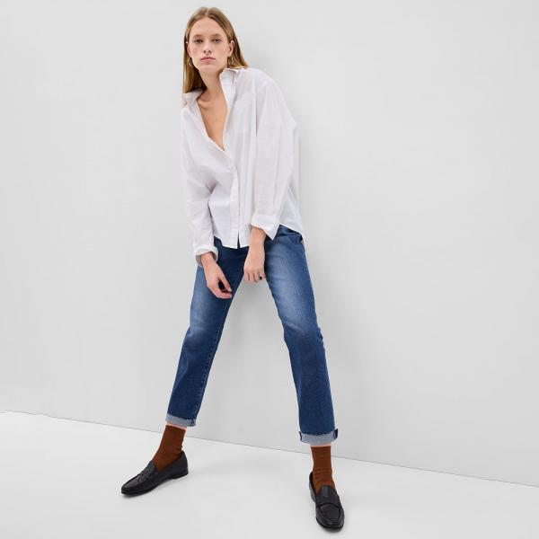 Kalhoty GAP Denim Pants Girlfriend - Mid Rise Medium Wash W29