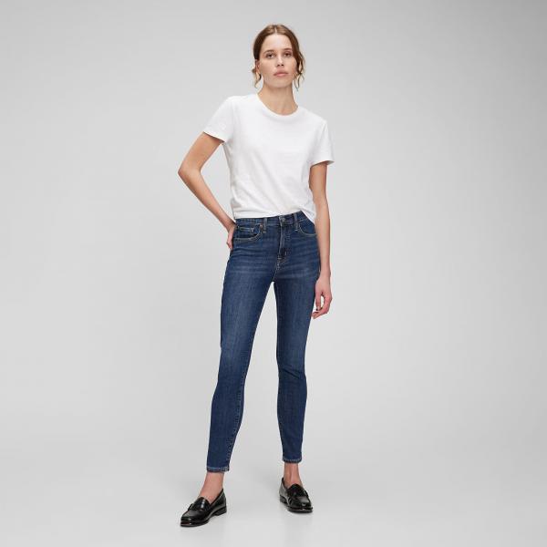 Kalhoty GAP Denim Pants Skinny - High Rise Medium Indigo 8 W28