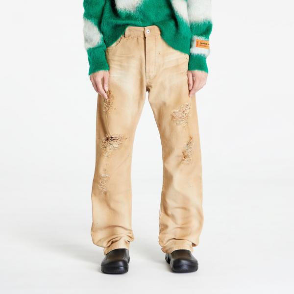 Džíny HERON PRESTON Destroyed Canvas Hammer Pants Beige 32