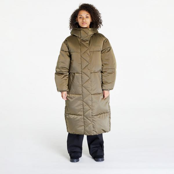 Kabát Tommy Jeans Long Satin Puffer Green M