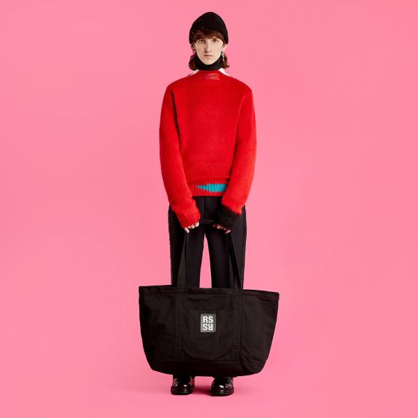 RAF SIMONS Vintage Knit Sweater With Contrasting Details Red Petrol
