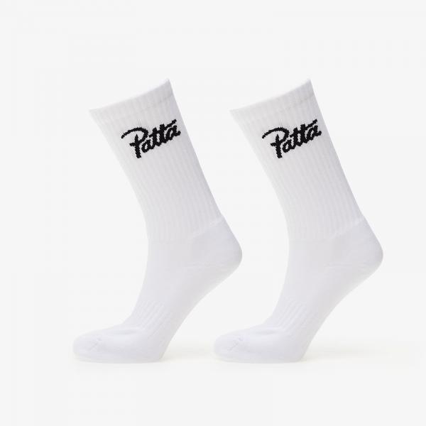 Ponožky Patta Script Logo Sport Socks 2-Pack White 34-38