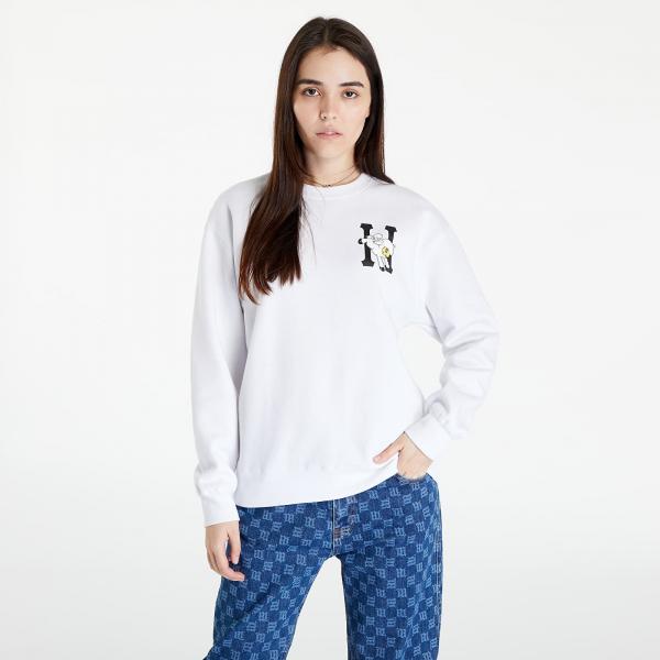 HUF Flocked Classic H Crew White M
