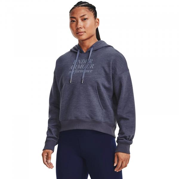 Mikina Under Armour Essential Script Hoodie Tempered Steel XS