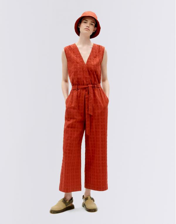Thinking MU Orangered Cuadrito Winona Jumpsuit ORANGERED XS