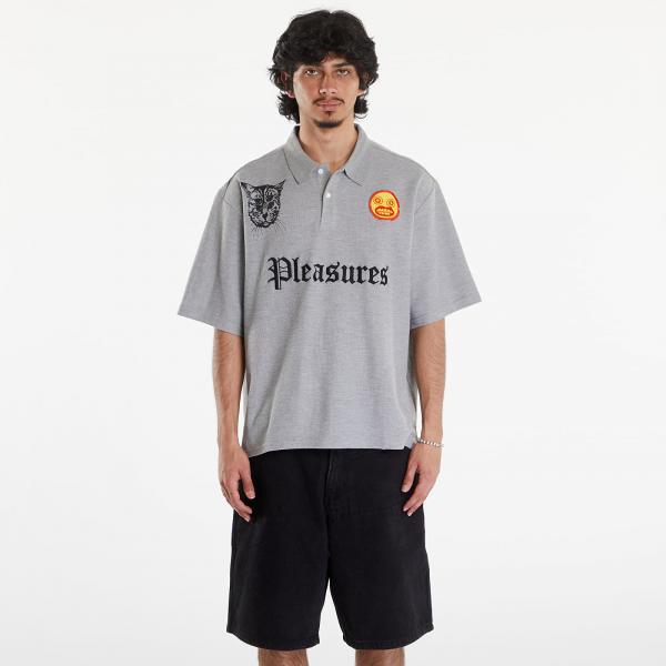 Tričko PLEASURES Wyatt Boxy Polo Grey M