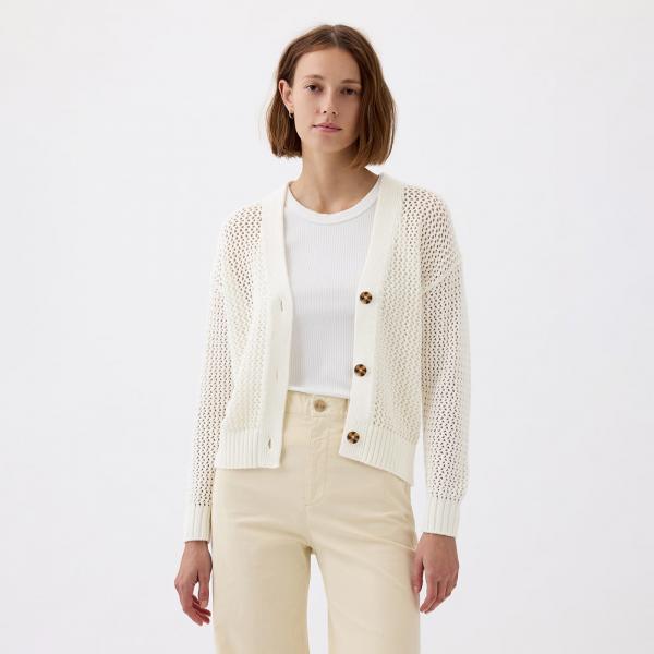 Svetr GAP Longsleeve Crochet Cardigan New Off White XS