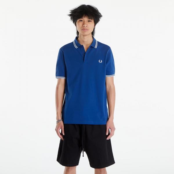 Tričko FRED PERRY Twin Tipped Fred Perry Shirt Shdcob/Snow white/Light ice L