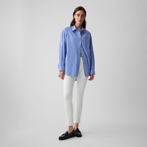 Kalhoty GAP Denim Pants Skinny - Mid Rise Optic White W35
