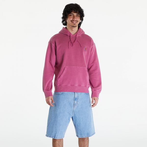 Mikina Carhartt WIP Hooded Nelson Sweat UNISEX Magenta Garment Dyed L