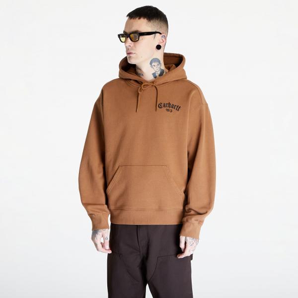 Mikina Carhartt WIP Hooded Onyx Script Sweat UNISEX Hamilton Brown/ Black XS