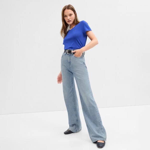Kalhoty GAP Denim Pants Stride - High Rise Light Wash W29