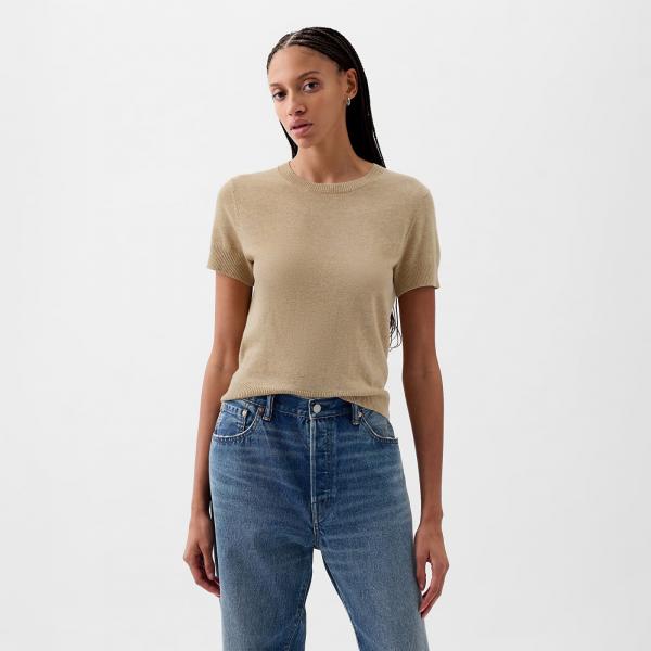 Tričko GAP Shortsleeve Cashsoft Baby Tee Iconic Khaki 308 XXS