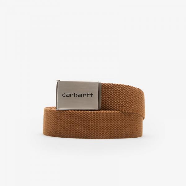 Carhartt WIP Clip Belt Chrome Hamilton Brown Universal