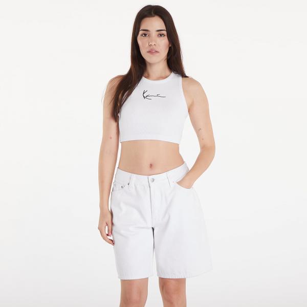 Top Karl Kani Small Signature Essential Racer Rib Top White XL