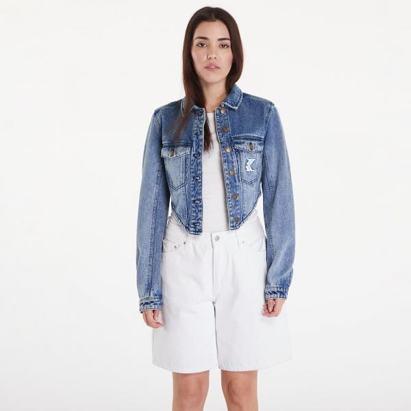 Bunda Karl Kani Og Old English Crop Corset Washed Denim Jacket Vintage Indigo XL