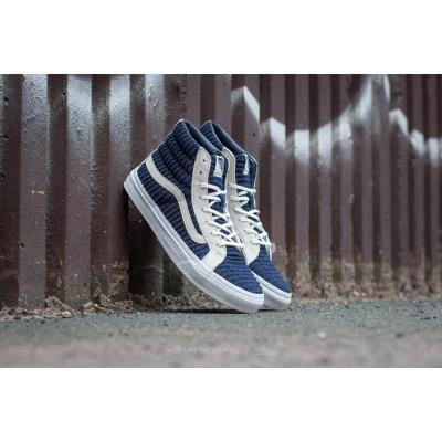 Vans Sk8-Hi Slim (Suede/ Woven) Navy Blue/ True White
