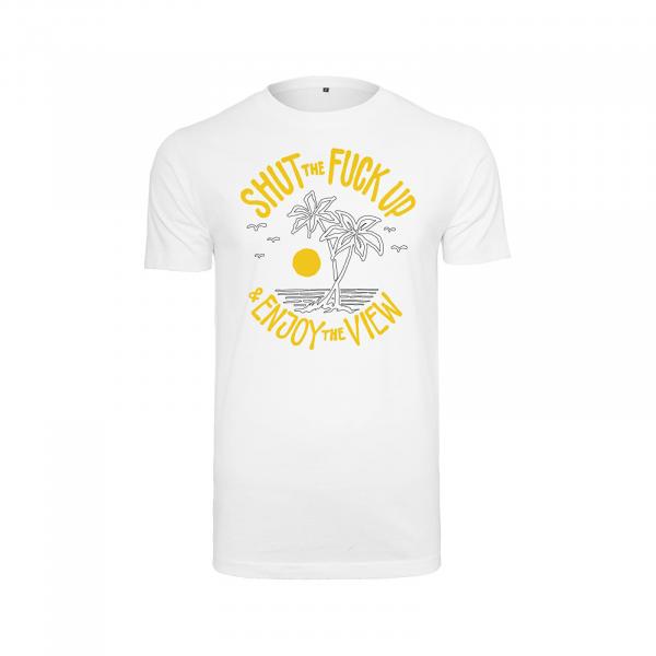 Tričko Urban Classics Shut the Fuck Up & Enjoy The View Tee White XL