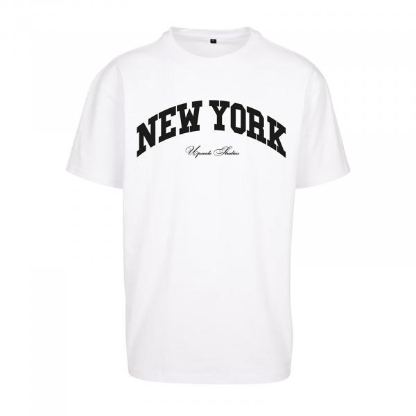 Tričko Urban Classics New York College Oversize Tee White M