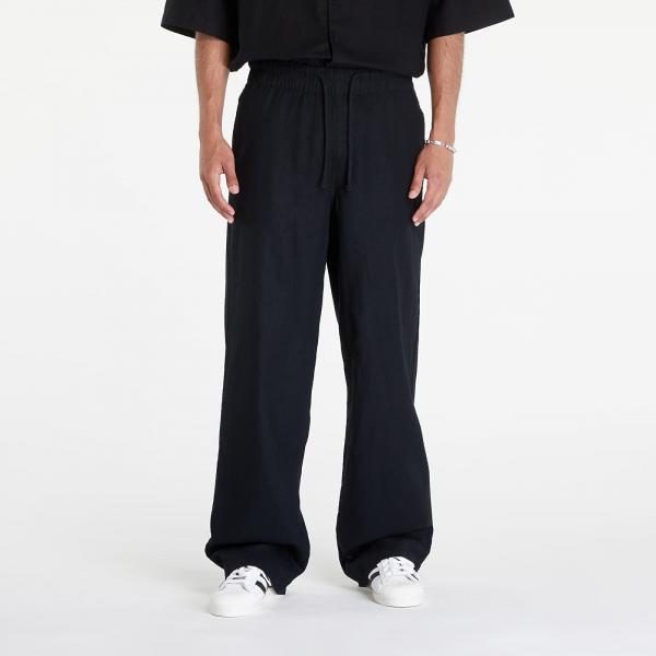 Kalhoty Urban Classics Loose Cotton Linen Pants Black XL