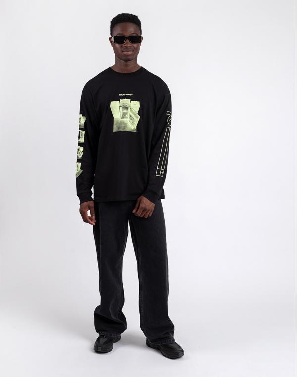 Tričko Carhartt WIP True Spirit L/S T-Shirt Black/Glow Green
