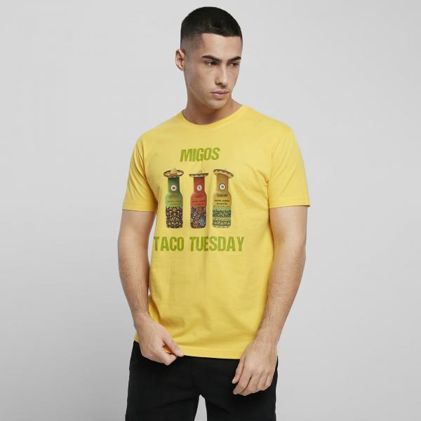 Tričko Urban Classics Migos Tuesday Taco Tee Taxi Yellow S