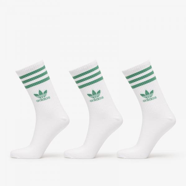 Ponožky adidas Mid Cut Crew Sock 3-Pack White/ Preloved Green/ Mgh Solid Grey S