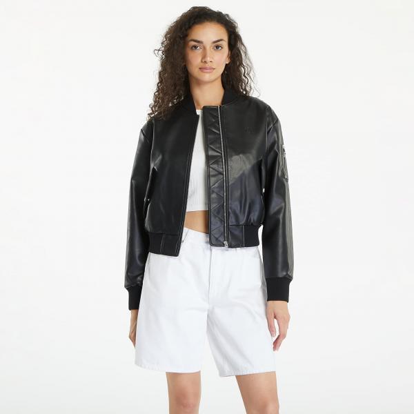 Bunda Calvin Klein Jeans Faux Leather Bomber Jacket Black XL