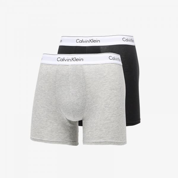 Boxerky Calvin Klein 2Pack Boxer Briefs Modern Cotton C/O Black/ Melange Grey S