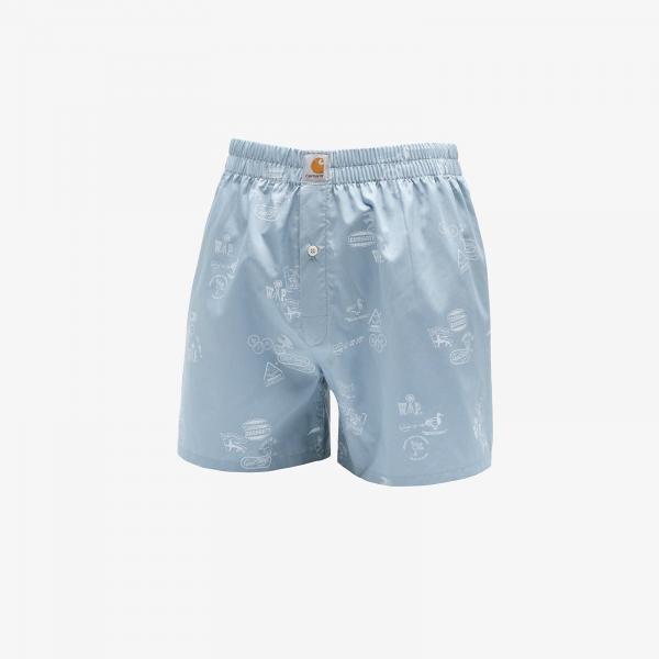Trenky Carhartt WIP Cotton Boxer Stamp Print/ Misty Sky S