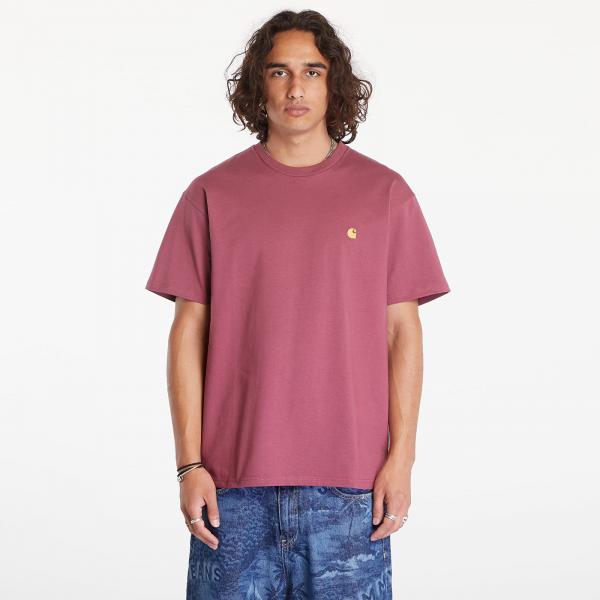 Tričko Carhartt WIP Short Sleeve Chase T-Shirt UNISEX Dusty Fuchsia/ Gold XL