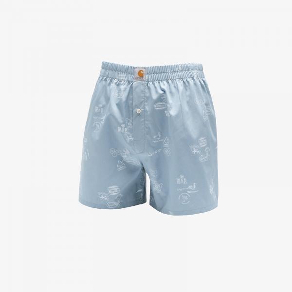 Trenky Carhartt WIP Cotton Boxer Stamp Print/ Misty Sky L