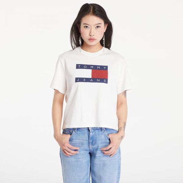 Tričko Tommy Jeans Flag Badge Boxy Fit T-Shirt Ancient White S