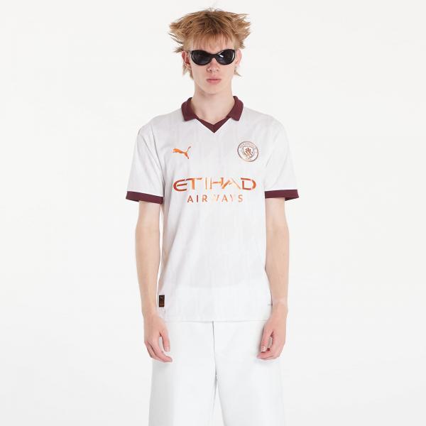 Dres PUMA Manchester City FC 23/24 Away Replica Jersey T-Shirt White/ Aubergine L