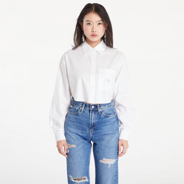 Košile Calvin Klein Jeans Woven Label Cropped T-Shirt White XL