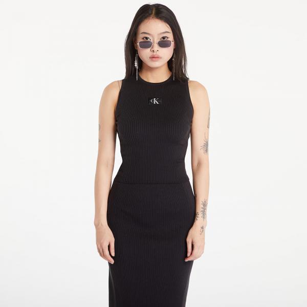 Tílko Calvin Klein Jeans Slim Ribbed Lyocell Tank Top Black S