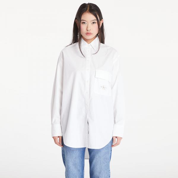 Košile Calvin Klein Jeans Long Cotton Utility T-Shirt Bright White S