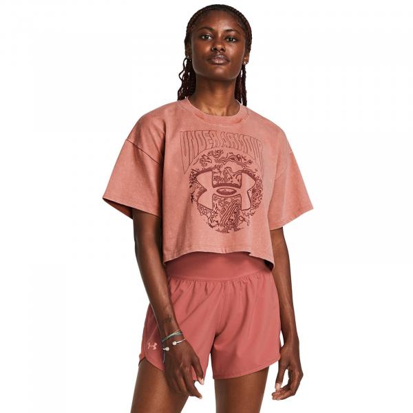 Tričko Under Armour HW Dusk to Dawn Crop SS Pink S