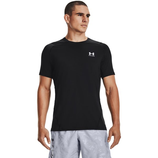 Tričko Under Armour Hg Armour Fitted SS Tee Black/ White XXL