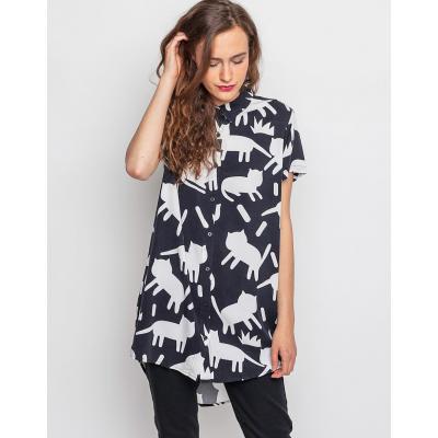 Košile Lazy Oaf Mono Cat Shirt Black