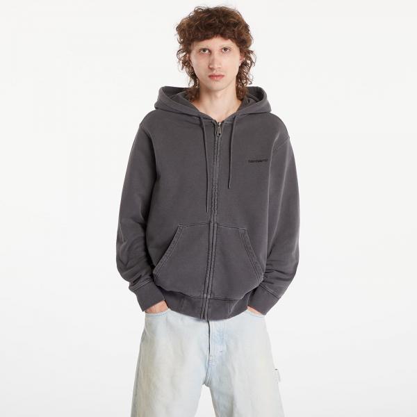 Mikina Carhartt WIP Hooded Duster Script Jacket UNISEX Black Garment Dyed M